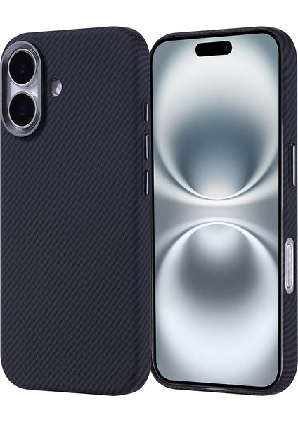 Apple iPhone 16 Kılıf M-Safe Şarj Özellikli Karbon Fiber Görünümlü Nekst Kapak