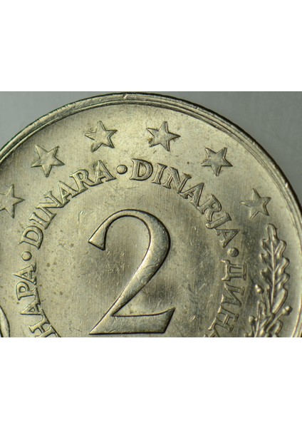 Yugoslavya 2 Dinar 1976 Iki Yüzde Hatalı Basım-Çifte Darp Double Die Errör. Çil