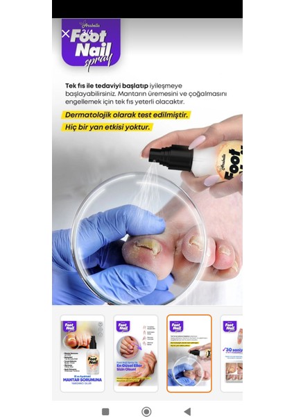 Foot Nail Sprey, Koku, Mantar, Ayak ve Tırnak Bakım Spreyi 50 ml modelleri