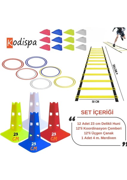 23 cm Delikli Huni Üçgen Çanaklı Antrenman Seti