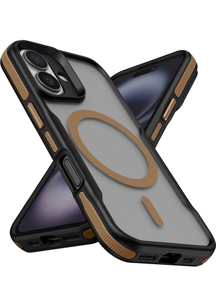 Apple iPhone 16 Kılıf M-Safe Şarj Özellikli Renkli Kenar Airbag Şeritli Lamer Kapak