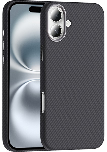 Apple iPhone 16 Kılıf M-Safe Şarj Özellikli Karbon Fiber Görünümlü Gros Kapak