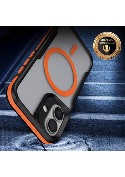 Apple iPhone 16 Kılıf M-Safe Şarj Özellikli Renkli Kenar Airbag Şeritli Lamer Kapak modelleri