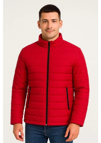 Erkek Bomber Mont Ceket – Su Itici Kumaş, Kapitone Astarlı, Fermuarlı, Kışlık - Kırmızı fırsatları