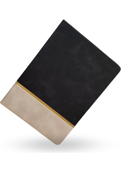 Büro Ev Ofis Hediyesi Için Siyah Deri Golden Şeritli Not Defteri