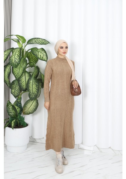 Saç Örgü Şeritli Triko Elbise fiyatları