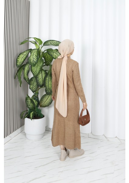 Saç Örgü Şeritli Triko Elbise indirimleri