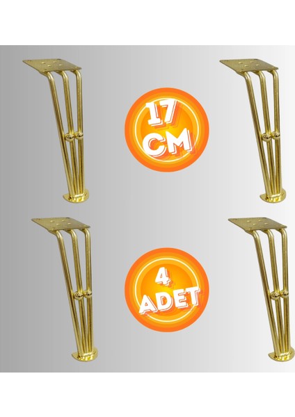 17 cm Metal Boncuklu Koltuk Ayağı Mobilya Ayağı Ünite Ayağı Konsol Ayağı Puf Berjer Ayağı (4ADET)