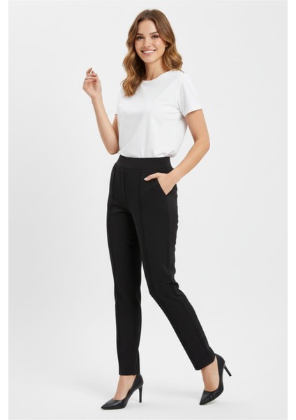 Kadın Beli Lastikli Çima Dikişli Cepli Kumaş Pantolon BGL-ST04818 fiyatları