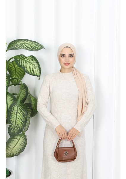 Saç Örgü Şeritli Triko Elbise modelleri