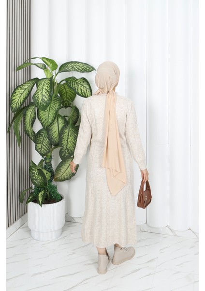 Saç Örgü Şeritli Triko Elbise indirimleri