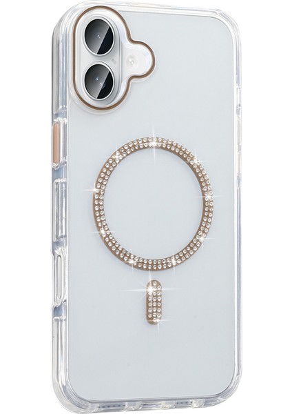 Apple iPhone 16 Pro Kılıf Taşlı Tasarım M-Safe Şarj Özellikli Koment Silikon Kapak fırsatları