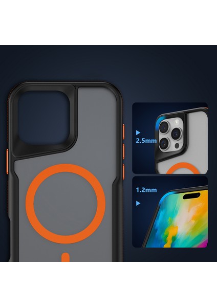 Apple iPhone 16 Pro Kılıf M-Safe Şarj Özellikli Renkli Kenar Airbag Şeritli Lamer Kapak indirimleri