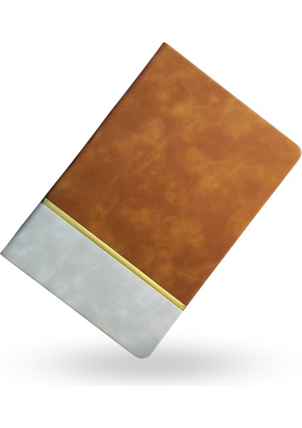 Büro Ev Ofis Hediyesi Için Taba Deri Golden Şeritli Not Defteri