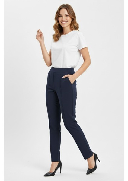 Kadın Beli Lastikli Çima Dikişli Cepli Kumaş Pantolon BGL-ST04818 fiyatları