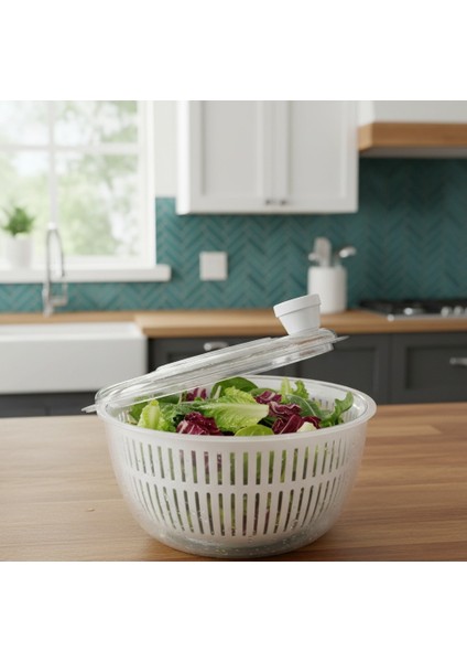 Salata ve Sebze Kurutucu Jumbo Boy 5 Litre – Bpa Free, Bulaşık Makinesine Uyumlu