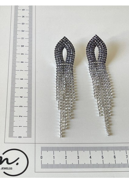 Parlak Zirkon Taşlı Büyük Boy Su Yolu Abiye Küpe Tasarım Küpe modelleri