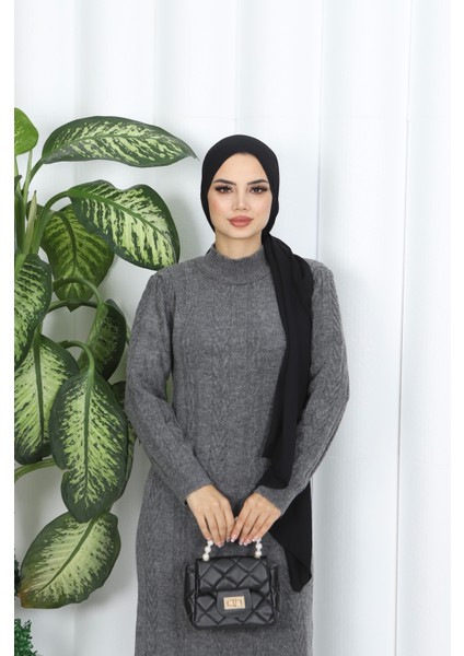 Saç Örgü Şeritli Triko Elbise modelleri