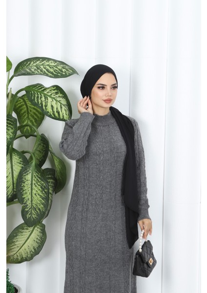 Saç Örgü Şeritli Triko Elbise fırsatları