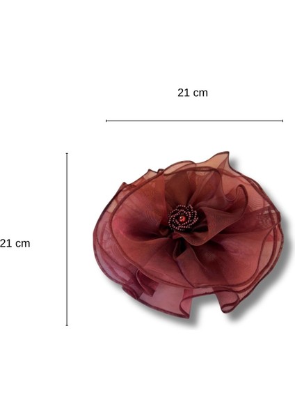 Boncuk Detaylı Organze Kumaş Büyük Çiçek Broş fırsatları