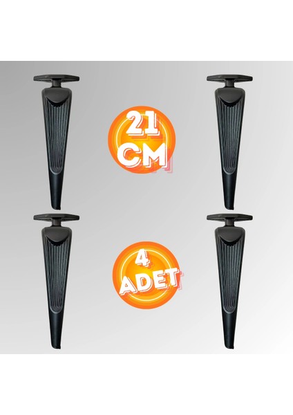 21 cm Metal Klas Koltuk Ayağı Mobilya Ayağı Ünite Ayağı Konsol Ayağı Puf Berjer Ayağı (4 Adet)
