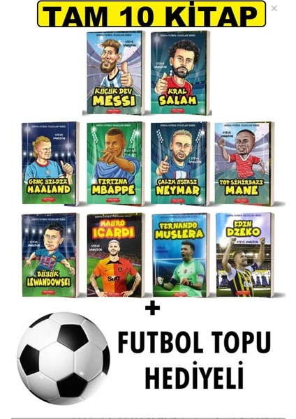 ⭐ Futbolun Yıldızları 10’lu Kitap Seti – Messi, Mbappé, Haaland, Salah, Mane, Lewandowski, Icardi, Dzeko, Muslera ve Daha Fazlası! ⚽