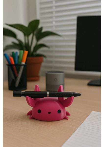 Yengeç Tasarımlı Kalem Tutacağı Masaüstü Düzenleyici Dekoratif Masa Aksesuarı Hediyelik Organizer Masa Dekoru Fuşya