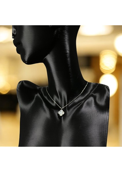 925 Ayar Gümüş Sedef Taşlı Şans Yoncası Van Cleef Kolye Kadın modelleri