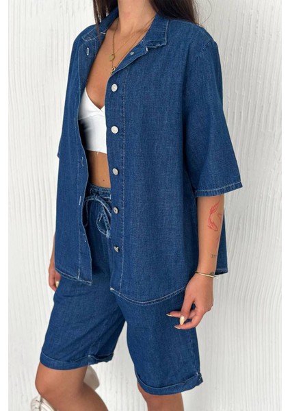 Kadın Denim Gömlek & Short Takım – Sportif & Modern Stil modelleri