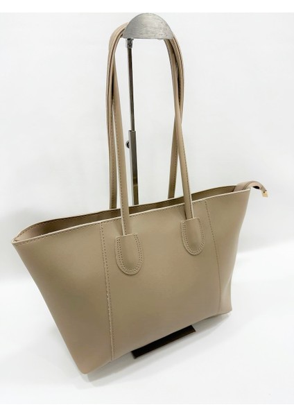 Basic Düz Sade Model Fermuarlı Tote Kadın El ve Omuz Çantası