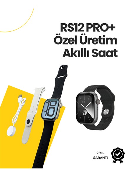 RS12 Pro+ 2025 Serisi Özel Üretim Full Ekranlı Akıllı Saat – Nabız ve Uyku Takibi, Bluetooth