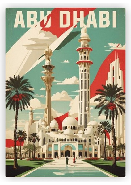 Abu Dhabi Abu Dabi Ahşap Poster 20X29 cm