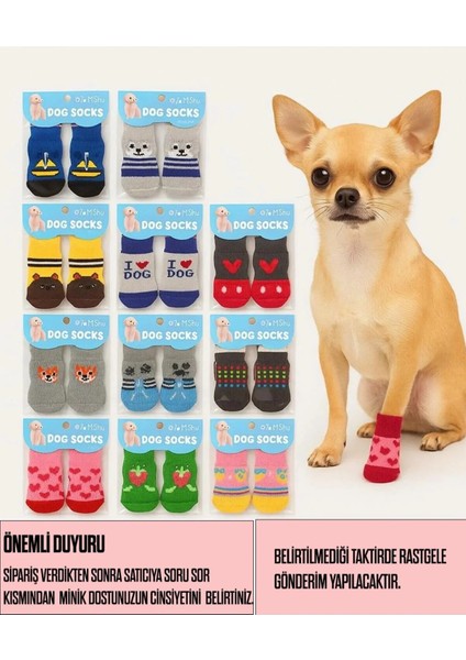 Sevimli Pati Çorabı | Kedi Köpek Kaymaz Taban Örgülü Evcil Hayvan Çorabı