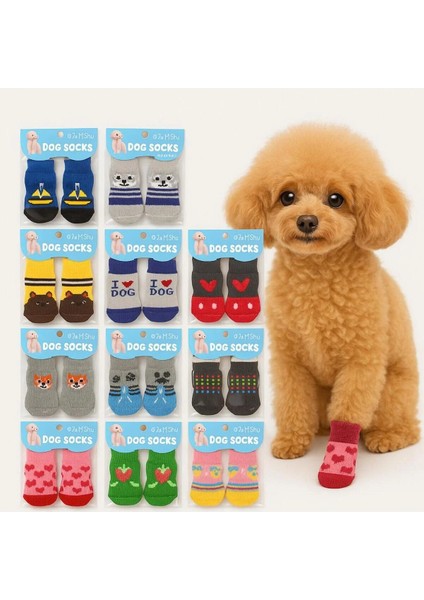 Sevimli Pati Çorabı | Kedi Köpek Kaymaz Taban Örgülü Evcil Hayvan Çorabı fırsatları