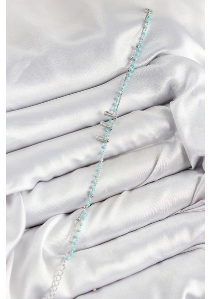 Pirinç Zirkon Taşlı Mavi Boncuklu Model Gümüş Renk Kadın Bileklik - TJ-BB7582 fiyatları