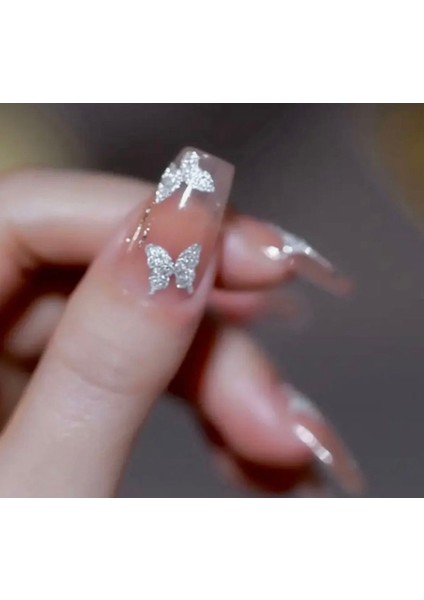 Gümüş Simli Kelebek Tırnak Süsleme Stickerı Nail Art Süslemeleri fiyatları
