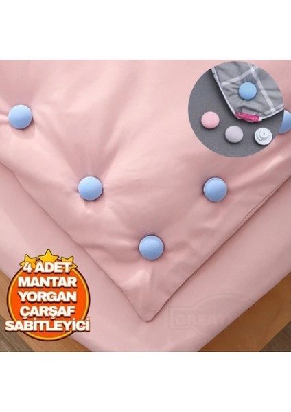 4'li Mantar Şeklinde Yorgan Sabitleme Iğnesi Düğmeli Klips Çarşaf Yorgan Kılıfı Sabitleyici