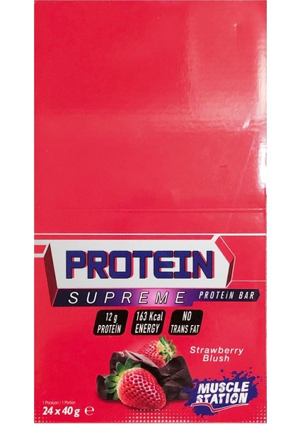 Supreme Protein Bar Çilek Aromalı 24 Adet 12 g Protein İçerir Pratik Atıştırmalık fiyatları