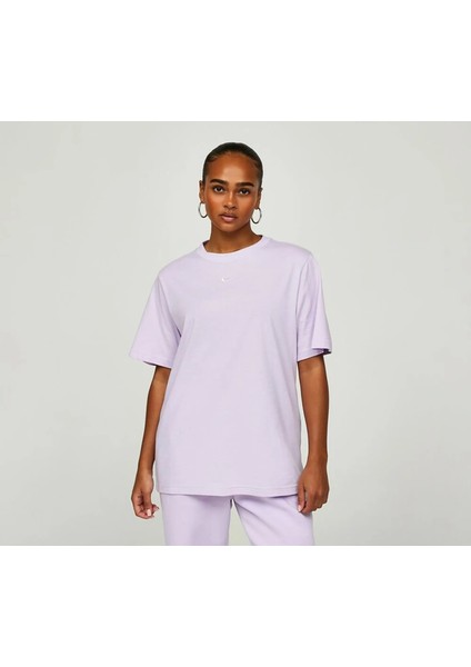 Sportswear Essentials Kadın Mor T-Shirt - Bol ve Uzun Kesim %100 Pamuk -FD4149-511 fiyatları