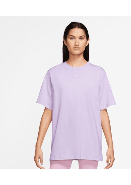 Sportswear Essentials Kadın Mor T-Shirt - Bol ve Uzun Kesim %100 Pamuk -FD4149-511 indirimleri