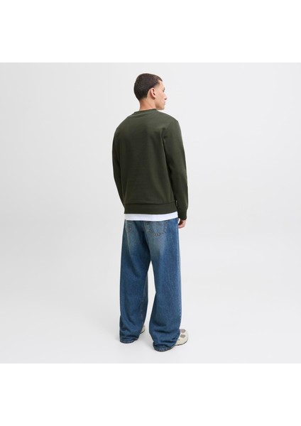 Erkek Minimal Logo Baskili Bisiklet Yaka Sweatshirt - Brandy modelleri
