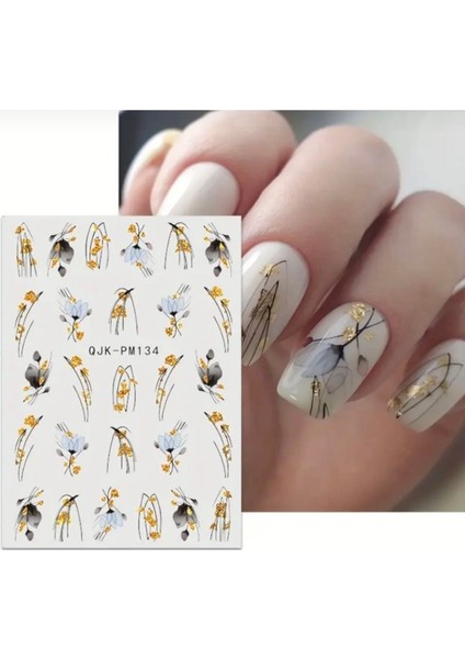 Gold Parıltılı Karikatür Dallar Tırnak Süsleme Stickerı Nail Art Süslemeleri