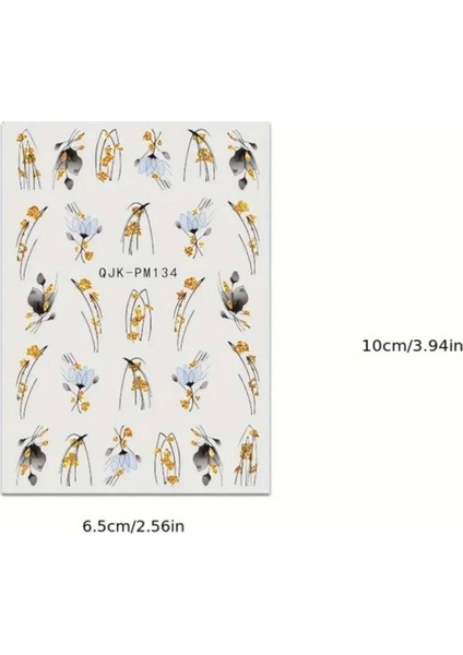 Gold Parıltılı Karikatür Dallar Tırnak Süsleme Stickerı Nail Art Süslemeleri modelleri