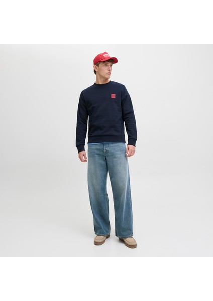 Erkek Minimal Logo Baskili Bisiklet Yaka Sweatshirt - Brandy fiyatları