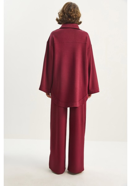 Kadın Yumuşak Dokulu Bisiklet Yaka Oversize Sweat Pantolon Viskon Dalgıç Takım