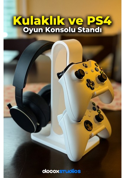 Kulaklık ve Oyun Konsolu Dekoratif Standı Xbox / Ps4 / Ps5 Uyumlu