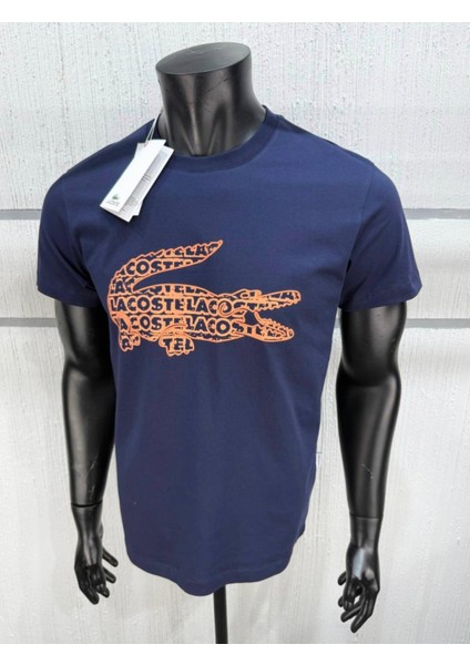 Premium Erkek Lacivert Logo Baskılı Tişört