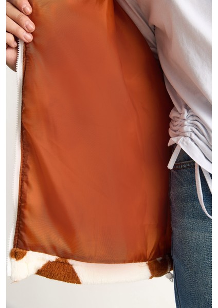 Kadın Kalpli Kapüşonlu Oversize Peluş Mont Rı