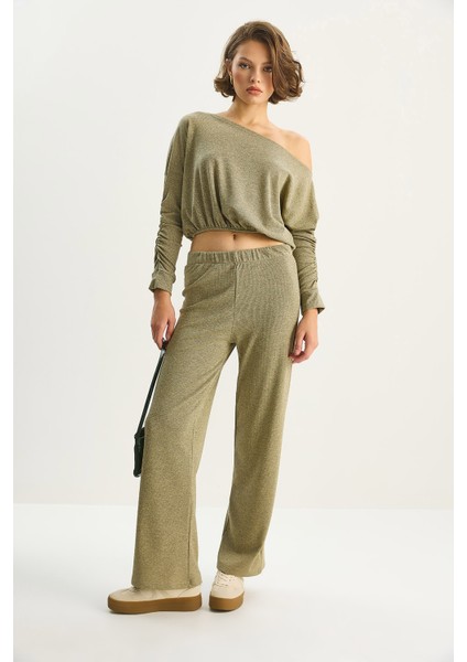 Kadın Yumuşak Dokulu Bisiklet Yaka Oversize Sweat Pantolon Viskon Dalgıç Takım modelleri