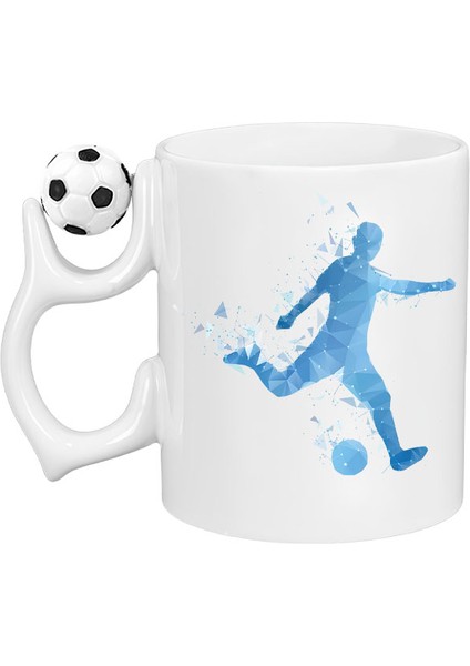 Futbol Toplu Porselen Beyaz Kupa Bardak